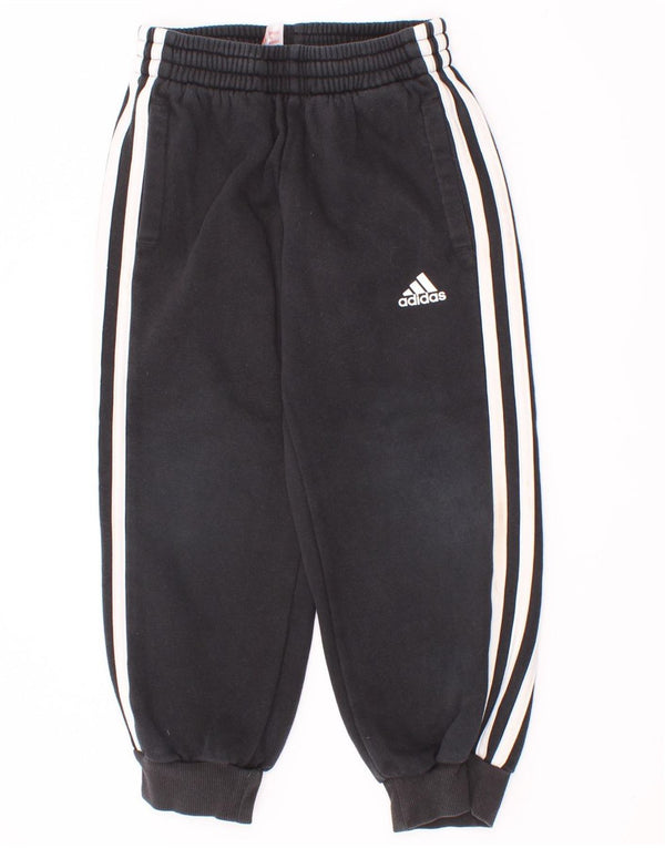 Adidas Boys Tracksuit Trousers Joggers 5-6 Years Black Cotton