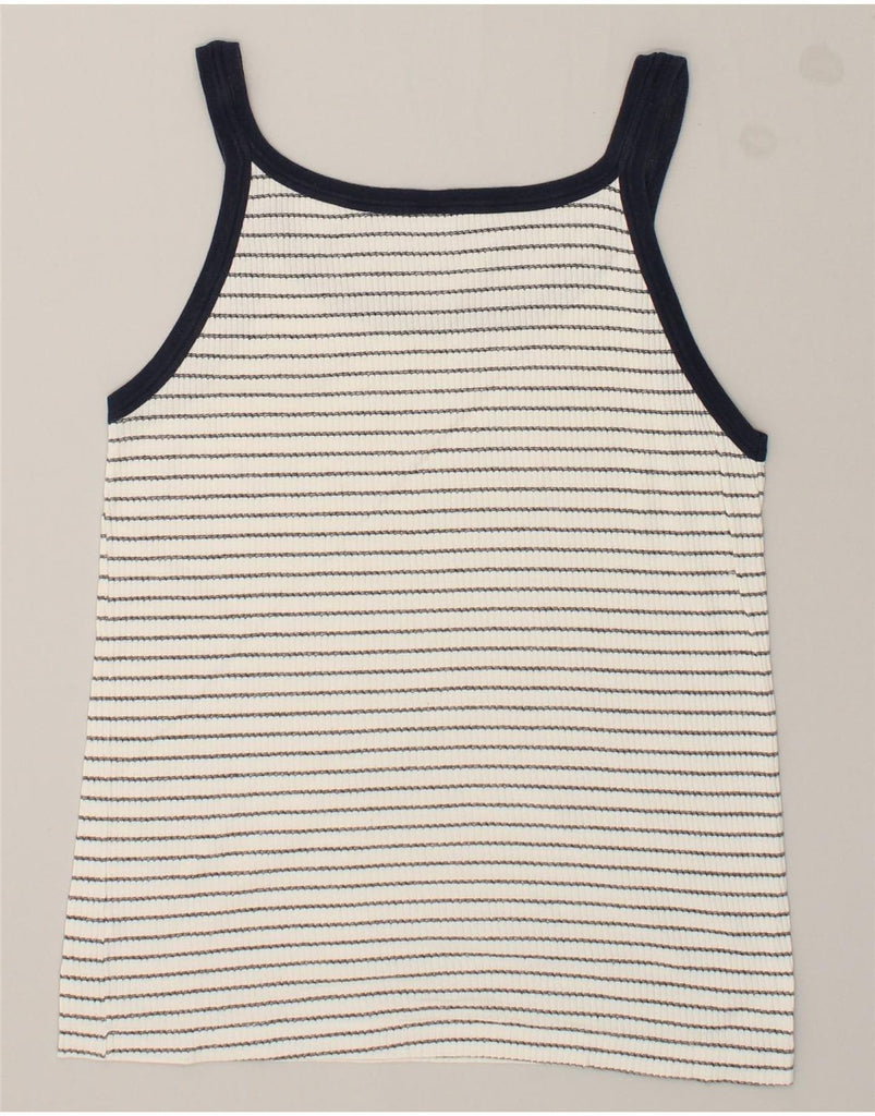 FILA Womens Cami Top UK 14 Large White Striped Cotton | Vintage Fila | Thrift | Second-Hand Fila | Used Clothing | Messina Hembry 