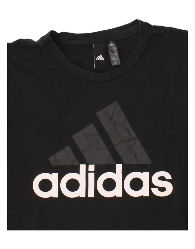 ADIDAS Womens Graphic T-Shirt Top UK 12/14 Medium Black Cotton Vintage Adidas and Second-Hand Adidas from Messina Hembry 