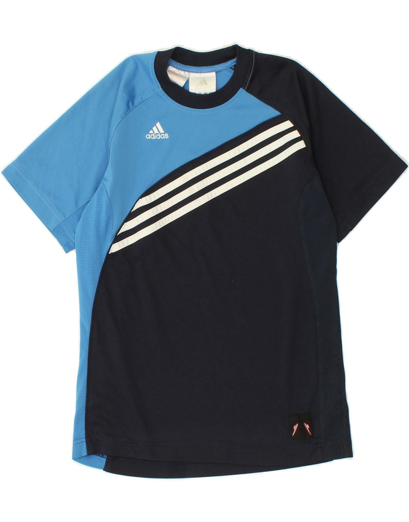 ADIDAS Boys Graphic T-Shirt Top 11-12 Years Large Blue Colourblock | Vintage Adidas | Thrift | Second-Hand Adidas | Used Clothing | Messina Hembry 