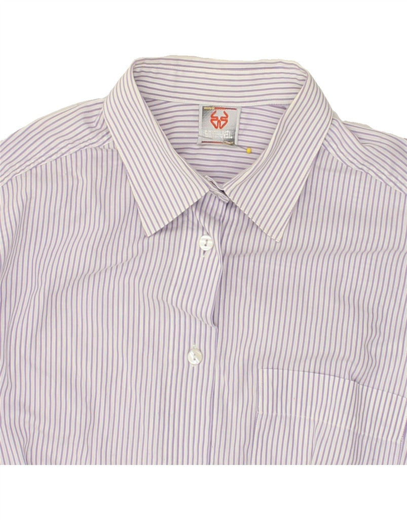 STEFANEL Womens Shirt UK 20 2XL Purple Pinstripe | Vintage Stefanel | Thrift | Second-Hand Stefanel | Used Clothing | Messina Hembry 