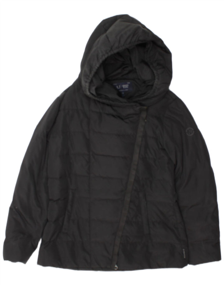 Armani Womens Hooded Padded Jacket EU 44 XL Navy Blue Polyester