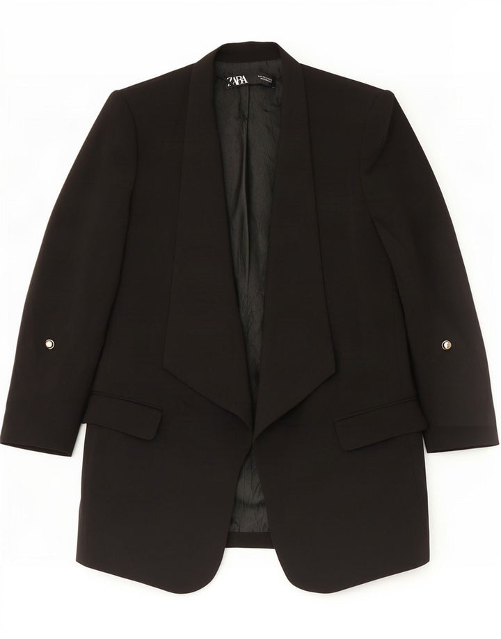 Zara Womens Open Blazer Jacket UK 10 Small Black Polyester