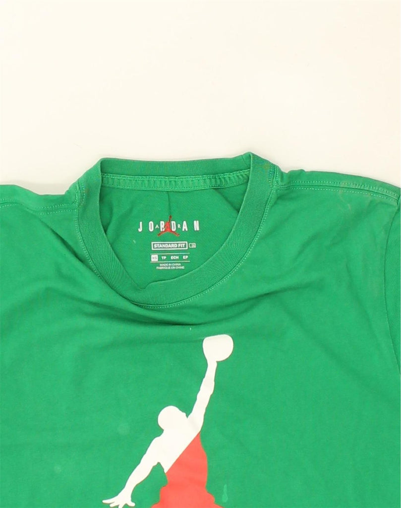 JORDAN Mens Standard Fit Graphic Top Long Sleeve XS Green Cotton | Vintage Jordan | Thrift | Second-Hand Jordan | Used Clothing | Messina Hembry 