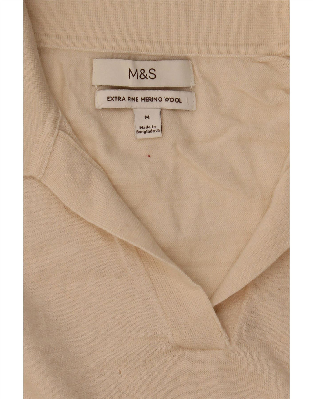 Marks & Spencer Womens Polo Neck Jumper Sweater UK 12 Medium Beige Wool