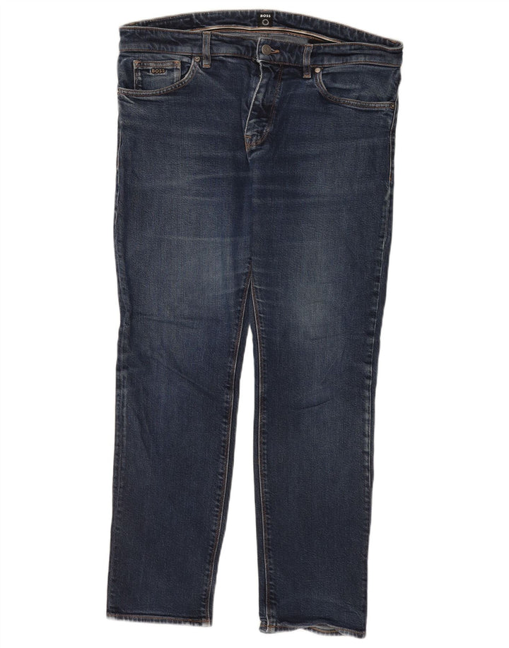 Hugo Boss Mens Straight Jeans W36 L30 Blue Cotton