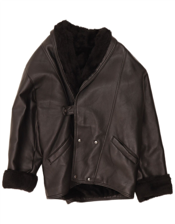 Vintage Mens Shearling Jacket IT 38 Medium Black Shearling