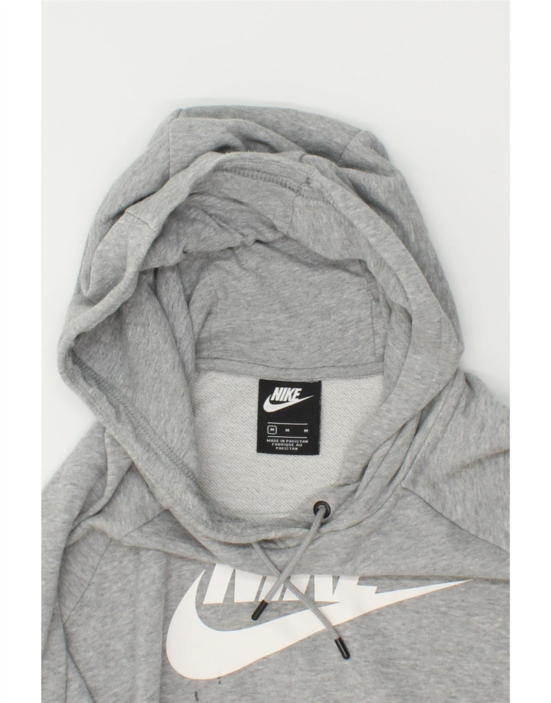 NIKE Womens Graphic Hoodie Jumper UK 14 Medium Grey Cotton | Vintage Nike | Thrift | Second-Hand Nike | Used Clothing | Messina Hembry 