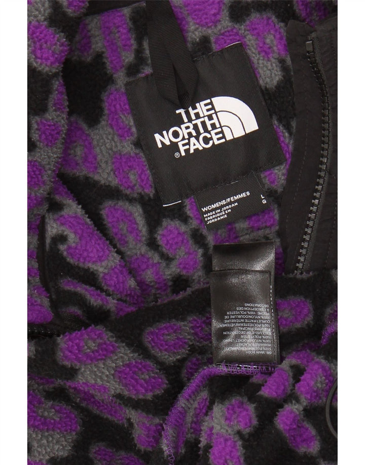 THE NORTH FACE Womens Fleece Jacket UK 16 Large Purple Animal Print