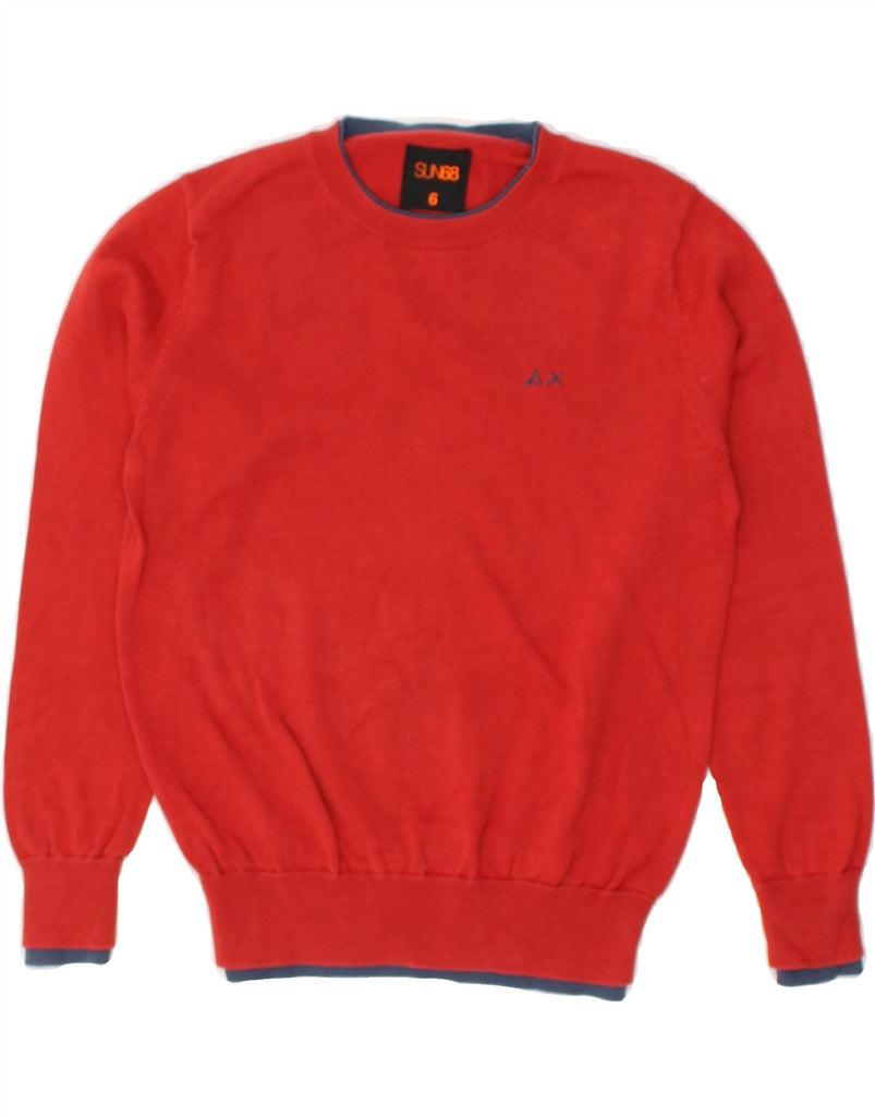 SUN68 Boys Crew Neck Jumper Sweater 5-6 Years Red Cotton | Vintage Sun68 | Thrift | Second-Hand Sun68 | Used Clothing | Messina Hembry 