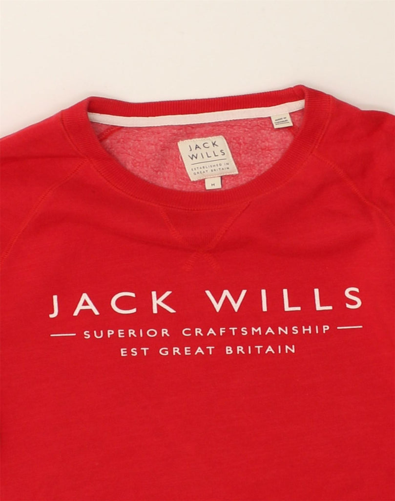 JACK WILLS Mens Graphic Sweatshirt Jumper Medium Red Cotton | Vintage Jack Wills | Thrift | Second-Hand Jack Wills | Used Clothing | Messina Hembry 