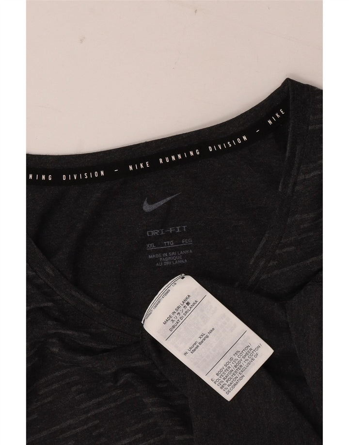 Nike Mens Dri Fit T-Shirt Top 2XL Grey Geometric Polyester