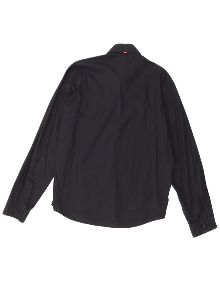 Hugo Boss Mens Shirt Medium Black Cotton