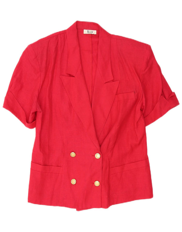 Vintage Womens Short Sleeve Double Breasted Blazer Jacket IT 48 XL Red