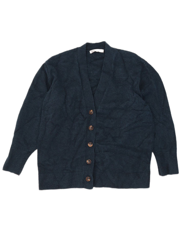 Zara Womens Cardigan Sweater UK 16 Large Navy Blue Acrylic