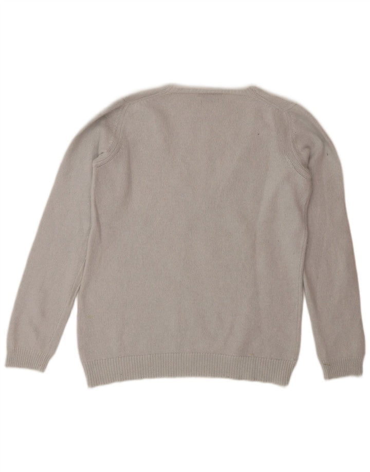 Massimo Dutti Womens V-Neck Jumper Sweater UK 12 Medium Grey