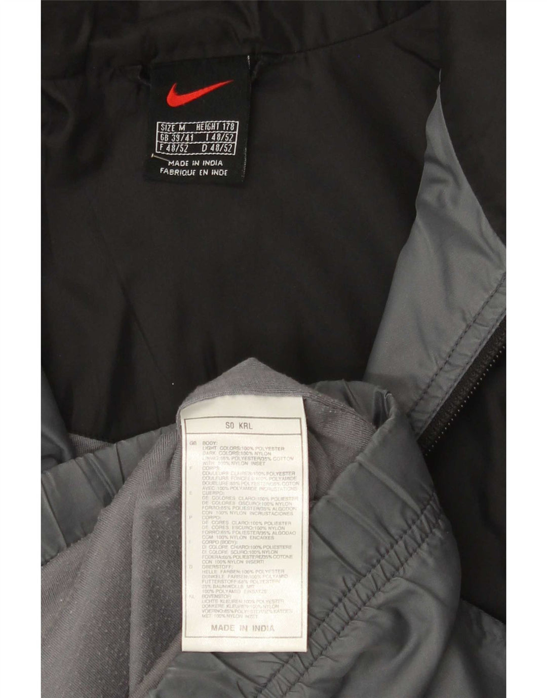 Nike Mens Tracksuit Top Jacket UK 39/41 Medium Grey Colourblock Polyester