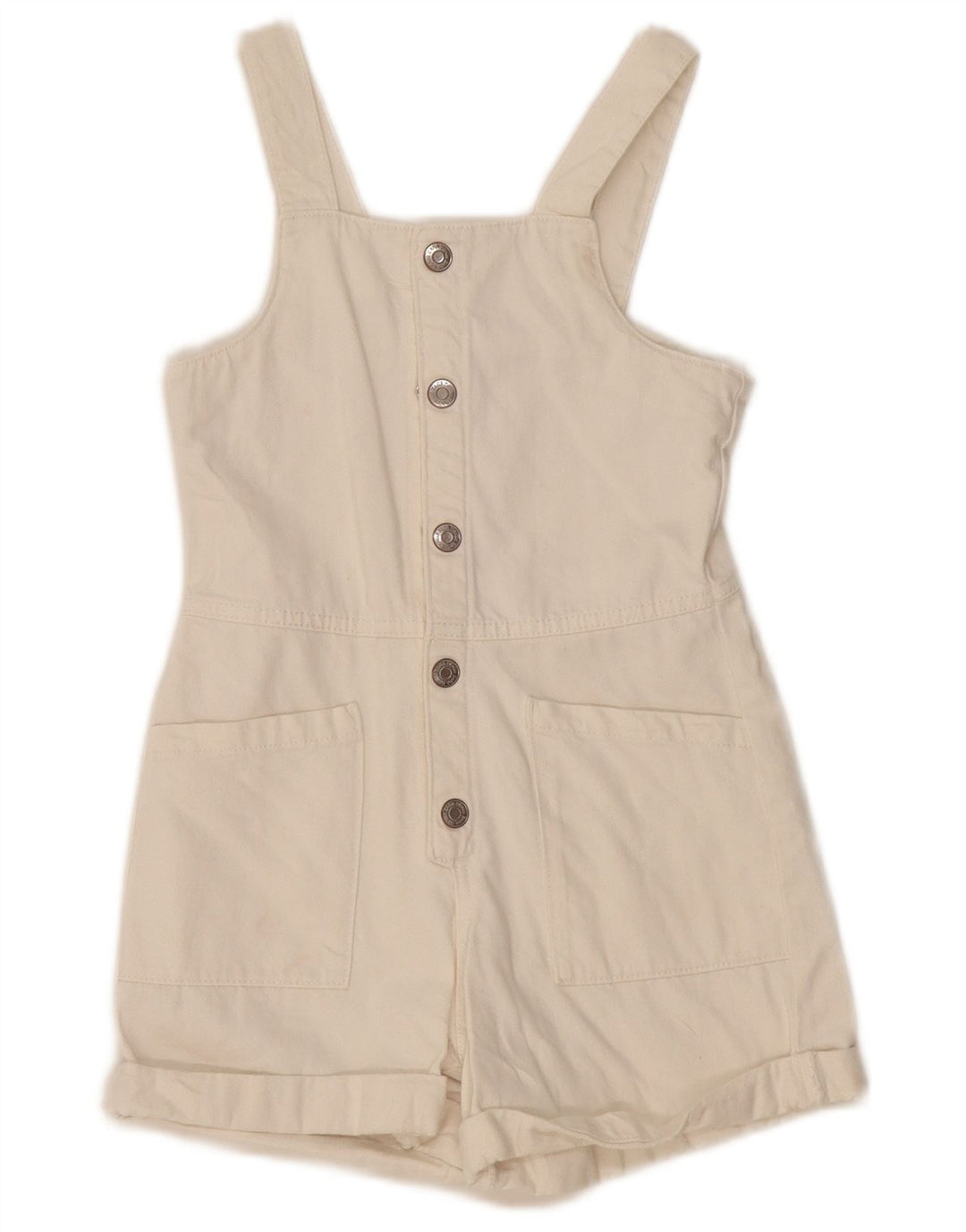 Zara Girls Denim Playsuit 8-9 Years White Cotton