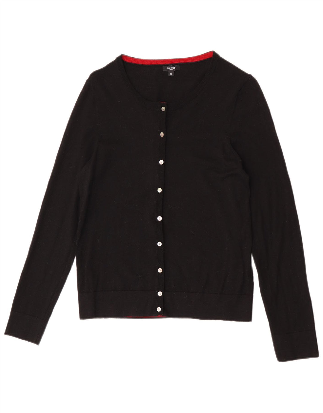 Hobbs Womens Cardigan Sweater UK 14 Medium Black Wool