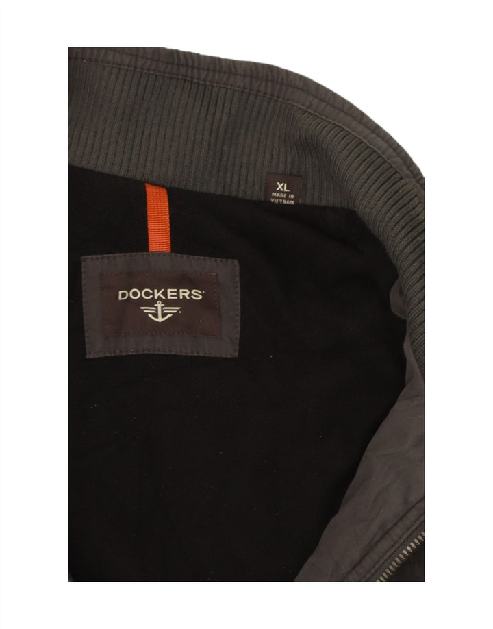 DOCKERS Mens Bomber Jacket UK 42 XL Grey Acrylic