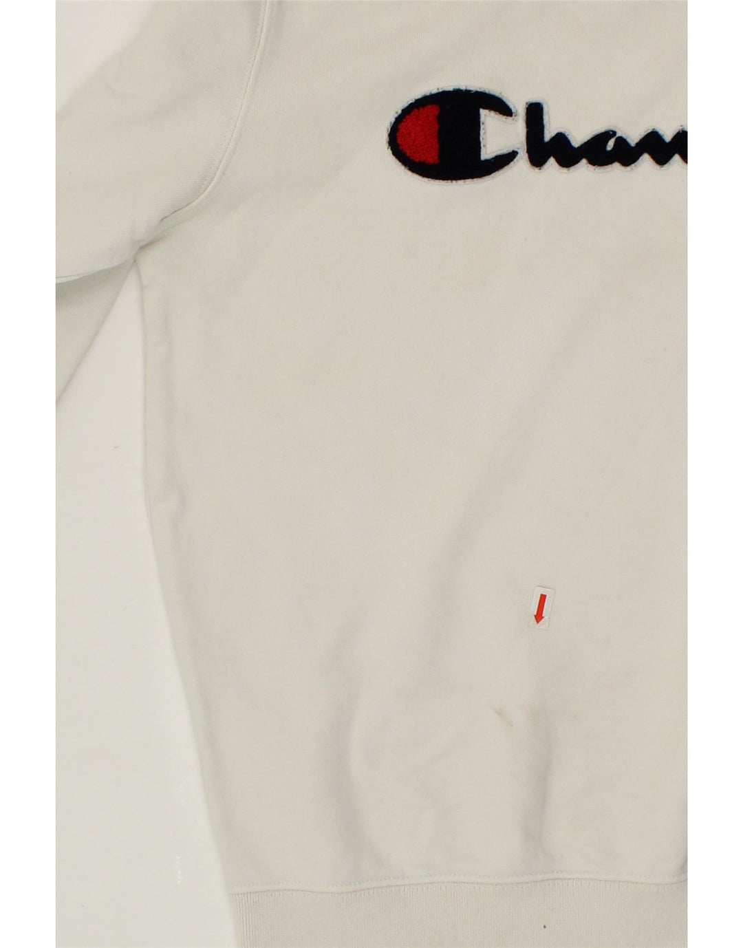 CHAMPION Womens Oversized Graphic Sweatshirt Jumper UK 10 Small White Vintage Champion and Second-Hand Champion from Messina Hembry 