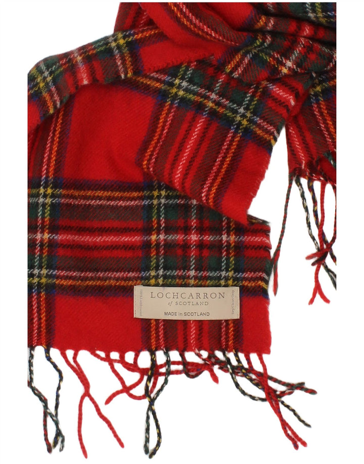 Vintage Mens Rectangle Scarf One Size Red Plaid Lambswool Classic