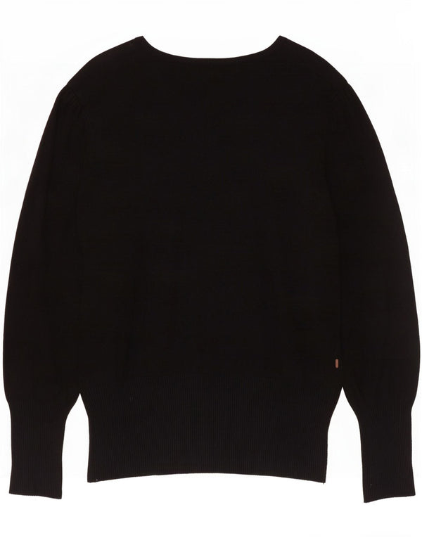 Marks & Spencer Womens Boat Neck Jumper Sweater UK 18 XL Black Viscose