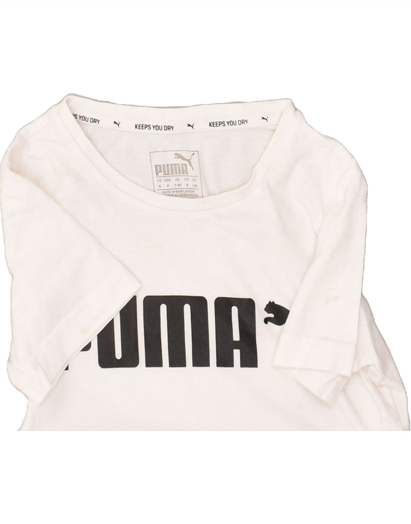 PUMA Boys Graphic T-Shirt Top 7-8 Years White Cotton | Vintage Puma | Thrift | Second-Hand Puma | Used Clothing | Messina Hembry 