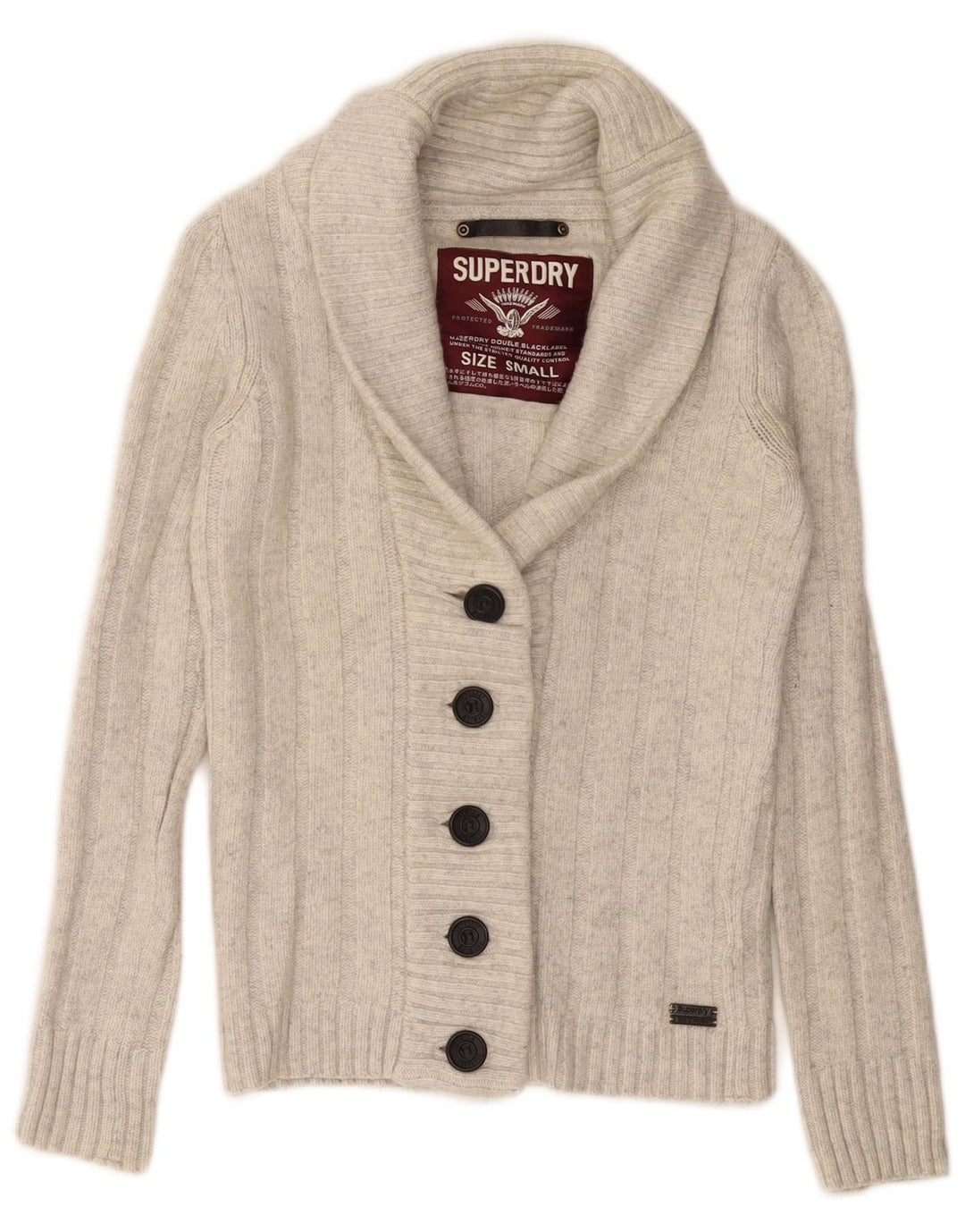 SUPERDRY Womens Cardigan Sweater UK 10 Small Off White Wool