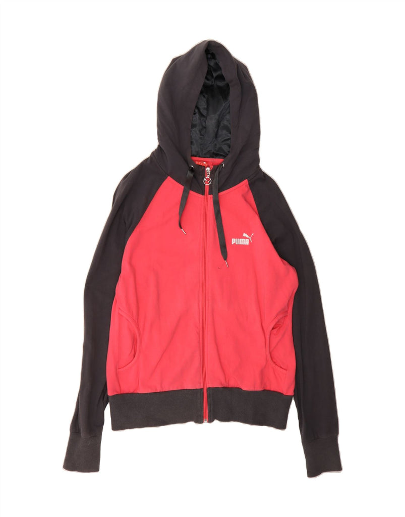 PUMA Womens Zip Hoodie Sweater UK 16 Large  Red Colourblock Cotton Vintage Puma and Second-Hand Puma from Messina Hembry 