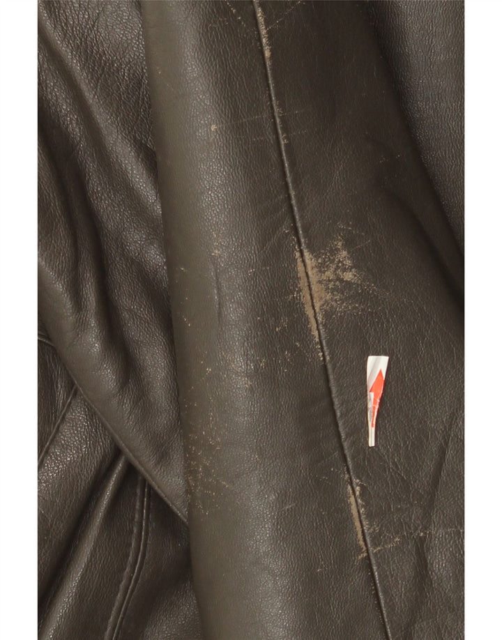 Vintage Mens Military Leather Jacket IT 52 XL Grey