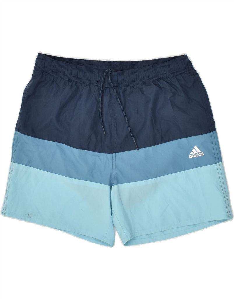 ADIDAS Boys Sport Shorts 13-14 Years Blue Striped Polyester | Vintage Adidas | Thrift | Second-Hand Adidas | Used Clothing | Messina Hembry 