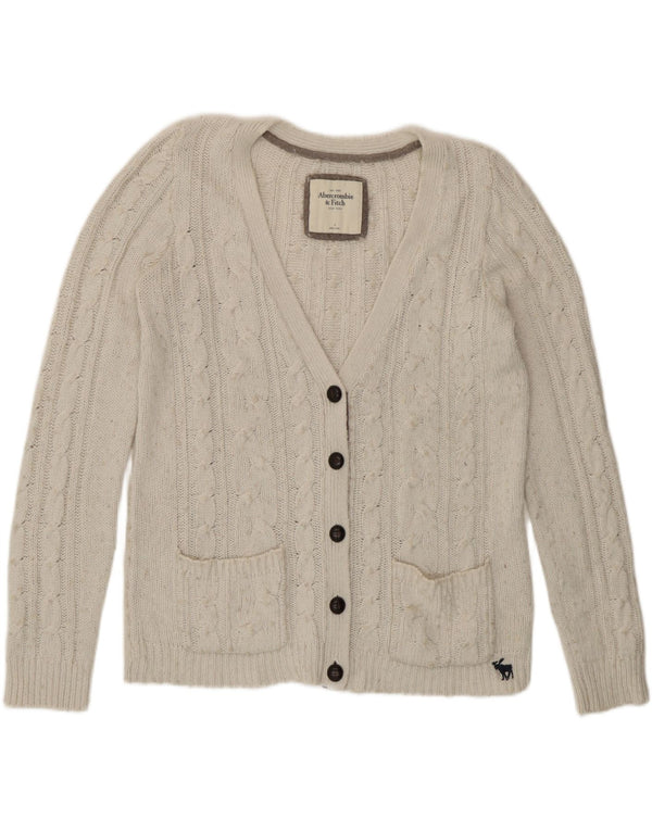 Abercrombie & Fitch Womens Cardigan Sweater UK 16 Large White Acrylic