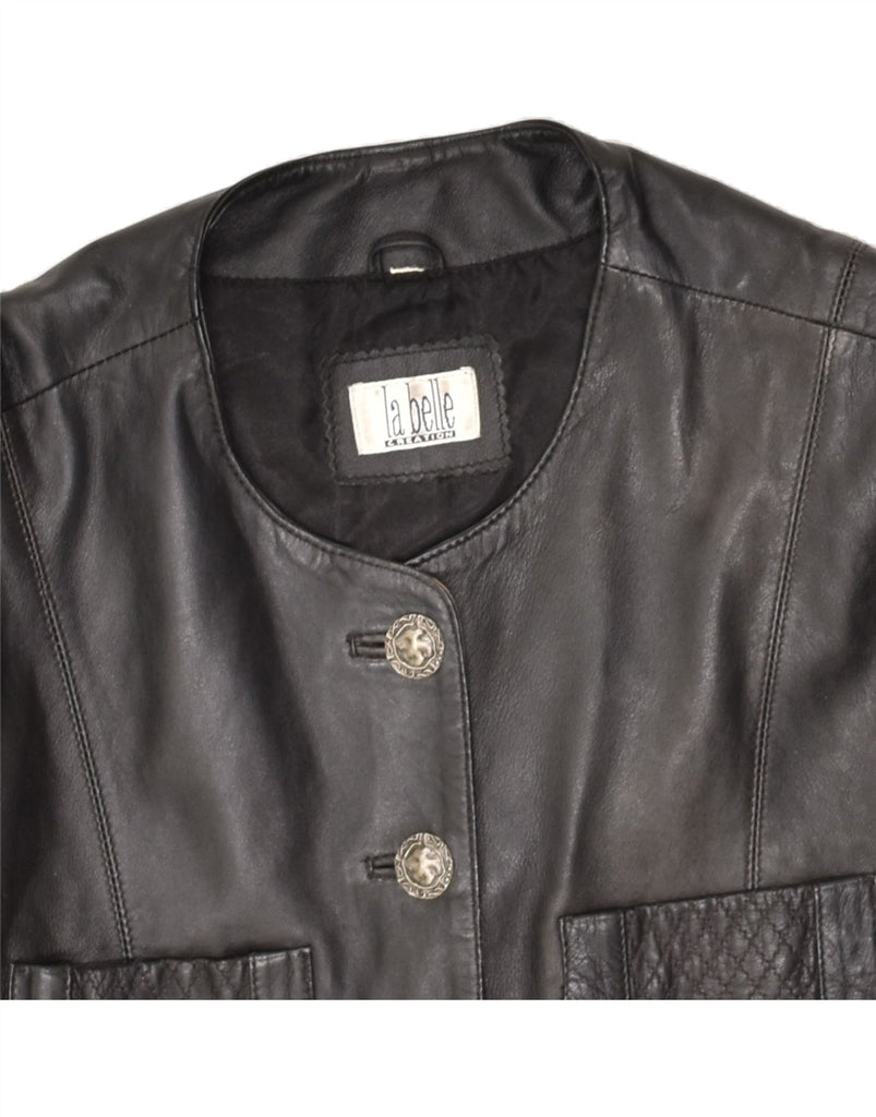 LA BELLE CHOSE Womens Leather Jacket UK 14 Large Black Leather | Vintage La Belle Chose | Thrift | Second-Hand La Belle Chose | Used Clothing | Messina Hembry 