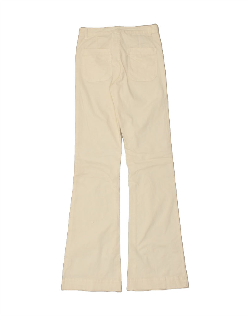 BENETTON Womens Flare Casual Trousers W26 L35 Off White Cotton Vintage Benetton and Second-Hand Benetton from Messina Hembry 