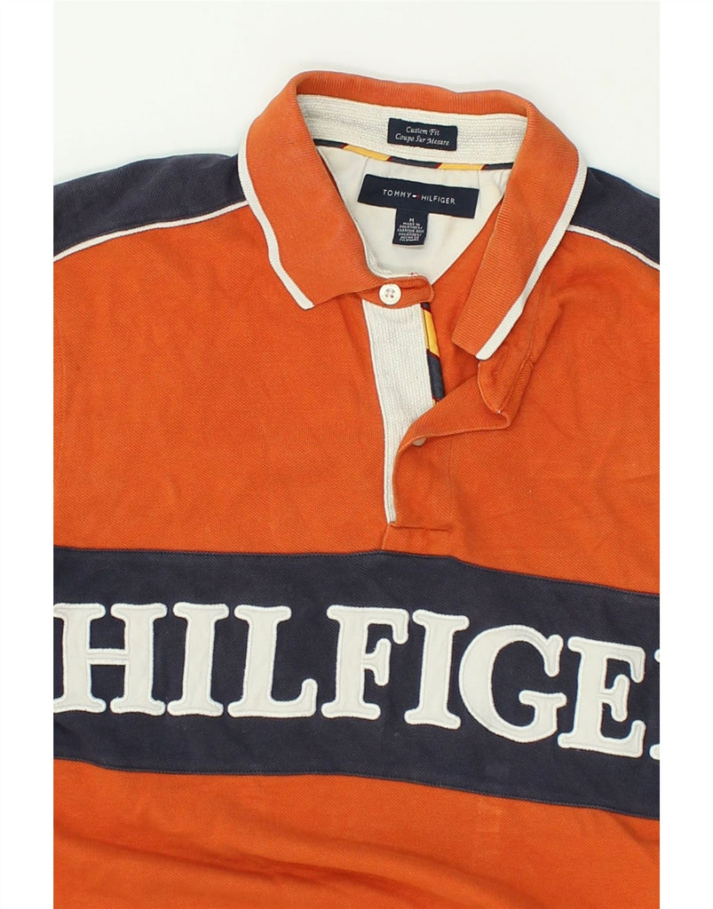 TOMMY HILFIGER Mens Custom Fit Graphic Polo Shirt Medium Orange | Vintage Tommy Hilfiger | Thrift | Second-Hand Tommy Hilfiger | Used Clothing | Messina Hembry 