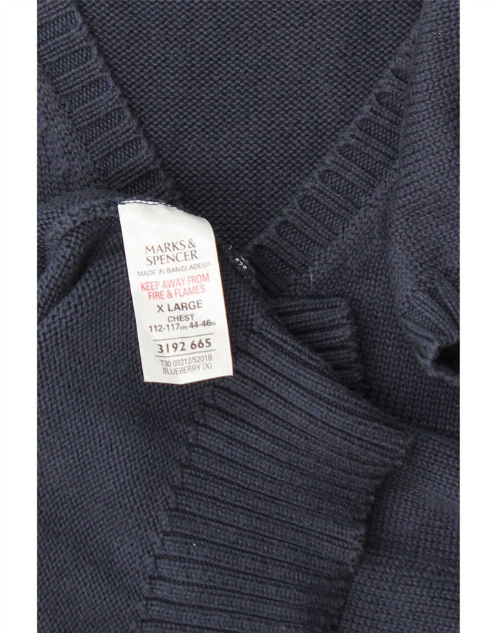 Marks & Spencer Mens Vest Tank Top XL Navy Blue Cotton