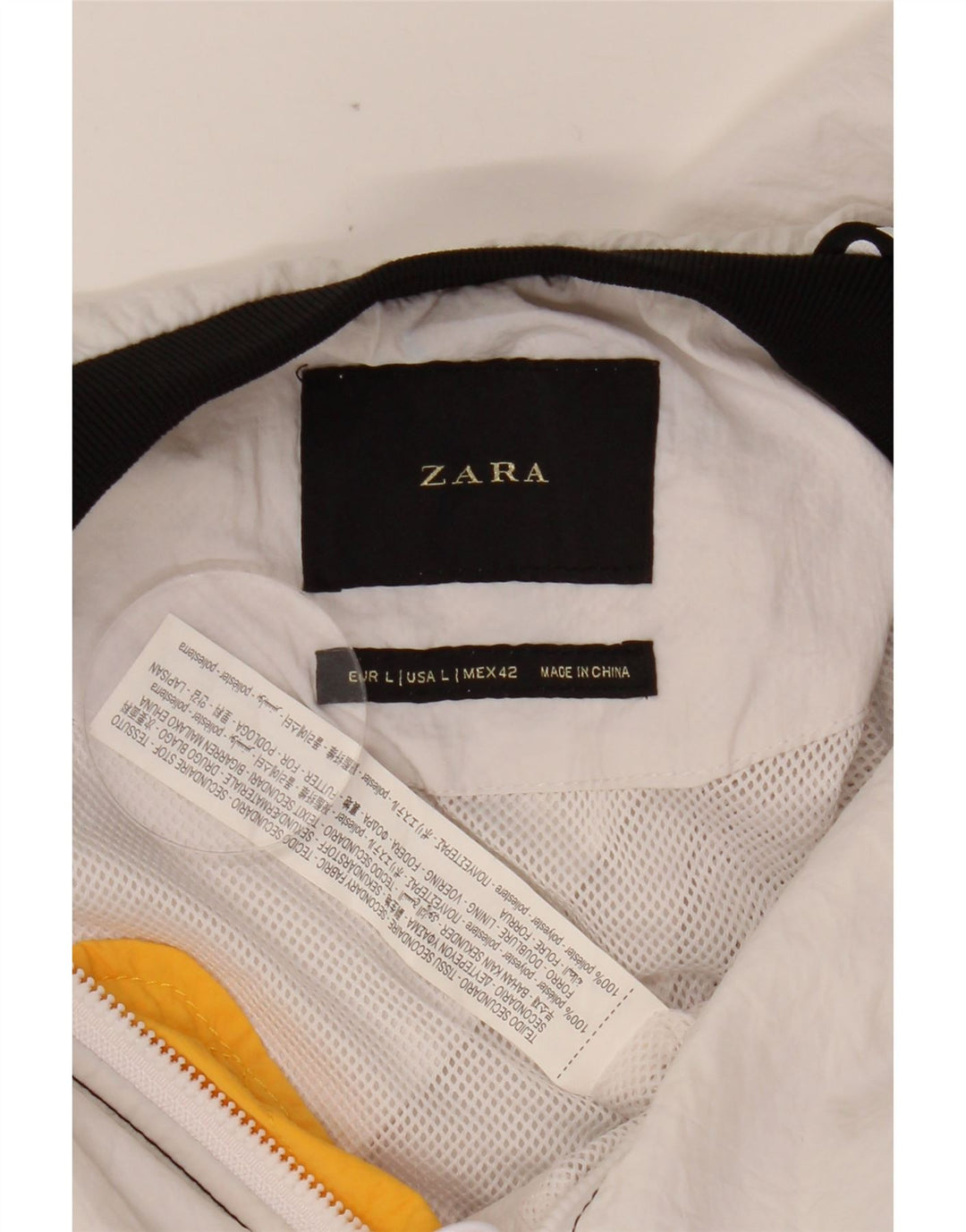 ZARA Mens Graphic Windbreaker Jacket UK 40 Large White Colourblock