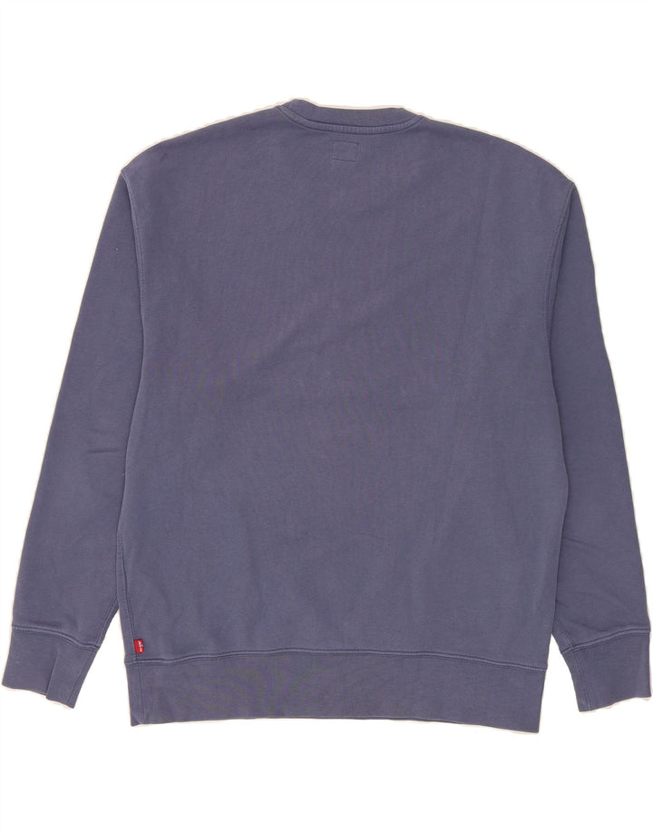 LEVI'S Mens Relaxed Graphic Sweatshirt Jumper Medium Blue Cotton Vintage Levi's and Second-Hand Levi's from Messina Hembry 