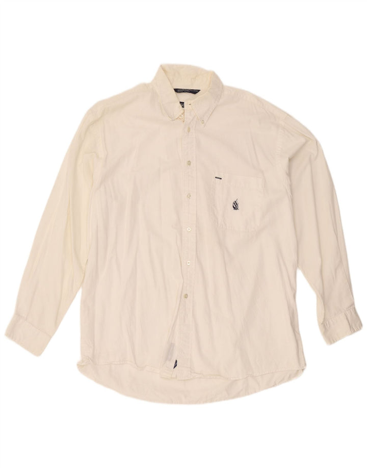 Nautica Mens Shirt XL White Cotton