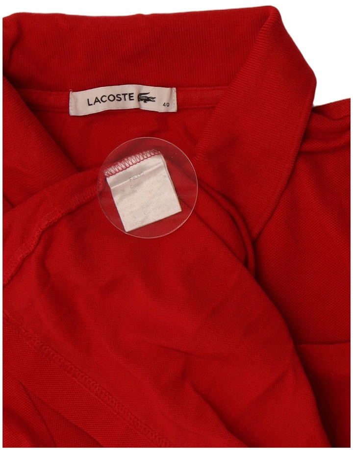Lacoste Womens Long Sleeve Polo Shirt Size 40 Medium Red Cotton