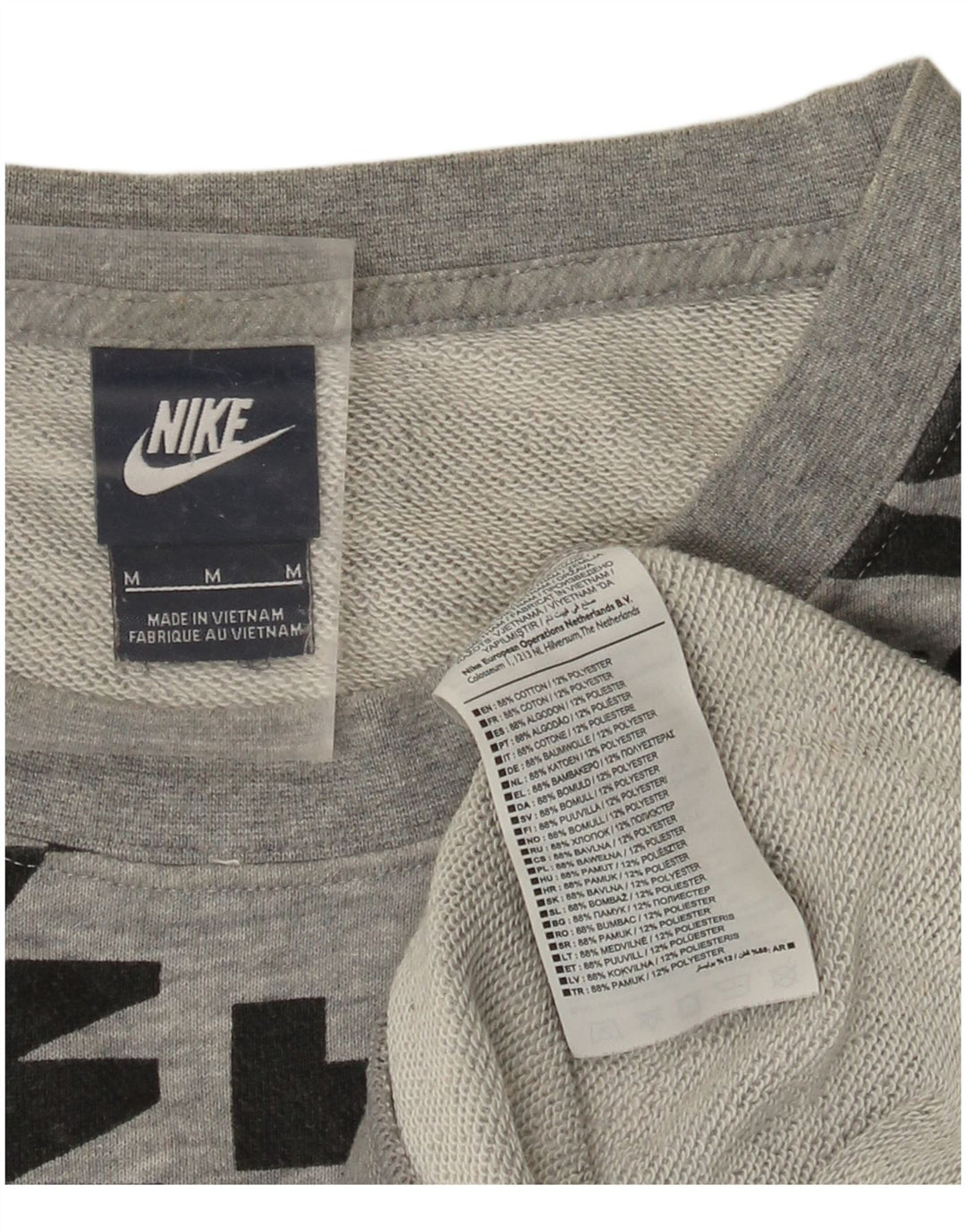 NIKE Womens Graphic Sweatshirt Jumper UK 14 Medium Grey Cotton