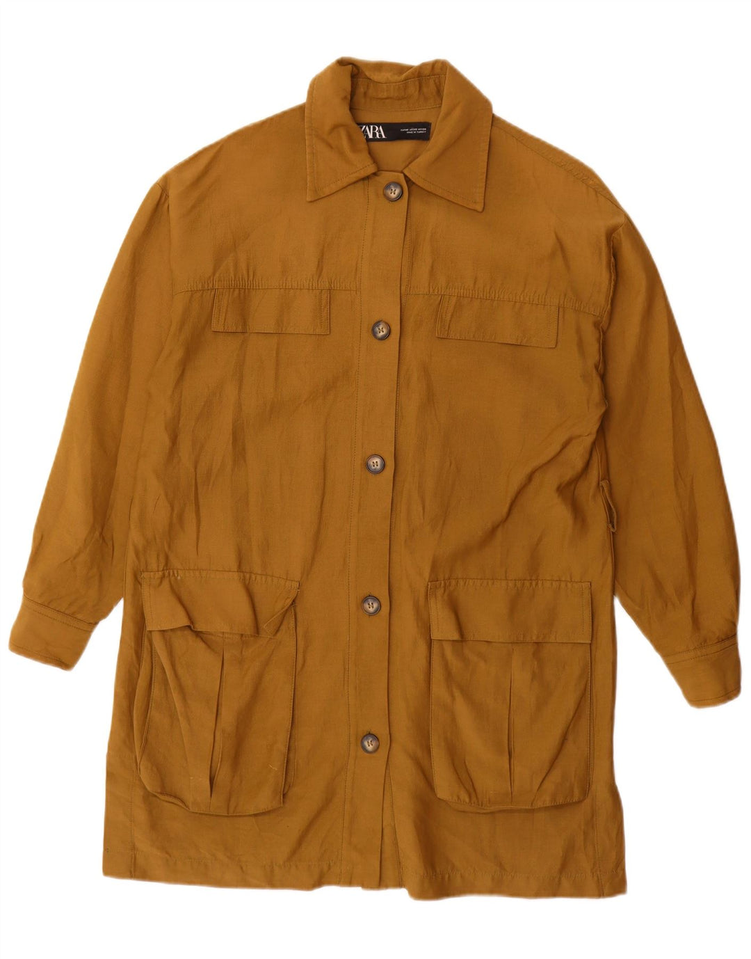 Zara Womens Oversized Utility Jacket UK 6 XS Beige Cotton