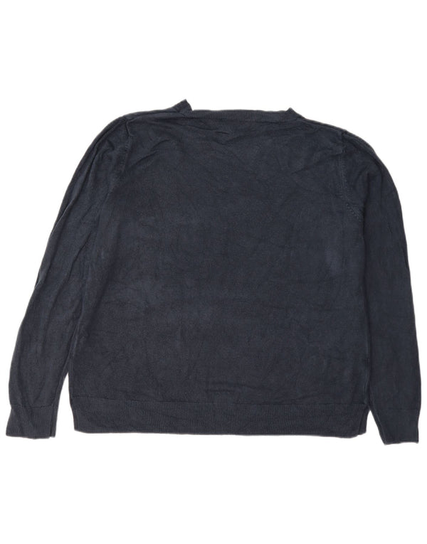 Marks & Spencer Womens Boat Neck Jumper Sweater UK 18 XL Navy Blue Acrylic