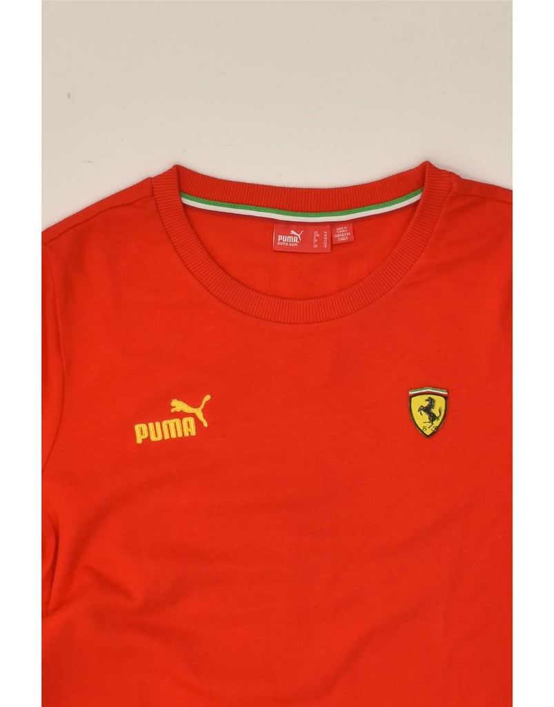 PUMA Womens Pilota Ferrari Graphic Top Long Sleeve UK 12 Medium Red Cotton | Vintage Puma | Thrift | Second-Hand Puma | Used Clothing | Messina Hembry 
