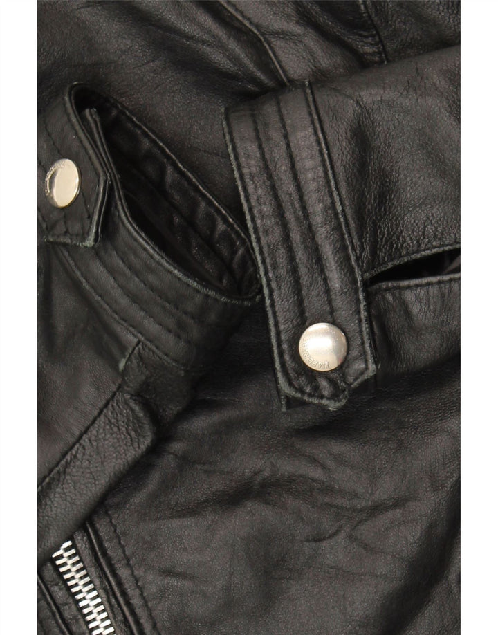 Imperial Womens Military Leather Jacket IT 48 XL Black