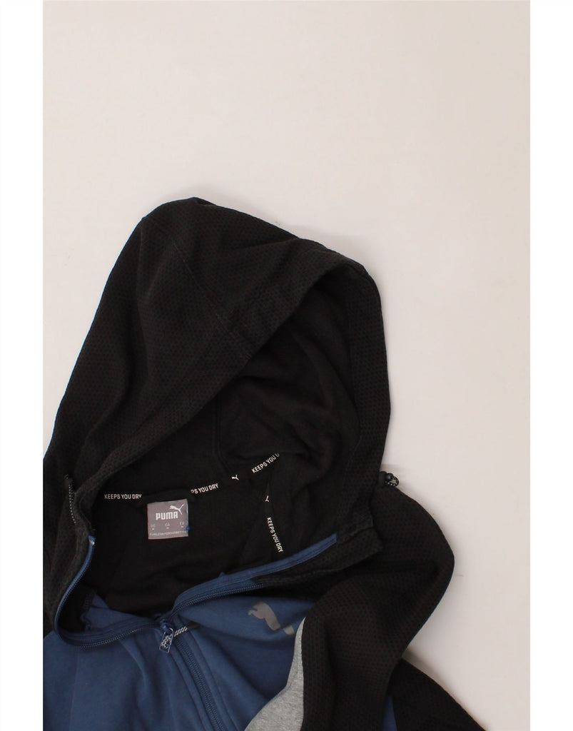 PUMA Mens Zip Hoodie Sweater Medium Black Colourblock Cotton Vintage Puma and Second-Hand Puma from Messina Hembry 