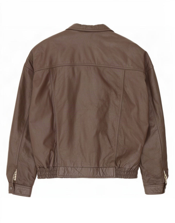 Vintage Mens Bomber Leather Jacket IT 58 4XL Brown