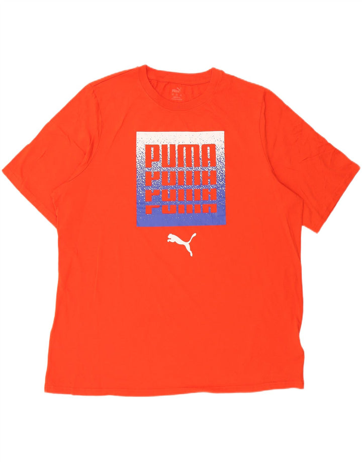 PUMA Mens Graphic T-Shirt Top 2XL Orange Cotton