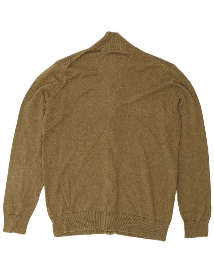 Crew Clothing Mens Cardigan Sweater Medium Khaki Cotton